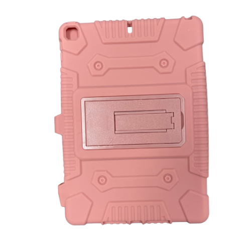 TechPro case for iPad (10.2 Inch, For iPad 7th, 8th, and 9th Generation) - Silicone Case with Kickstand - Pink