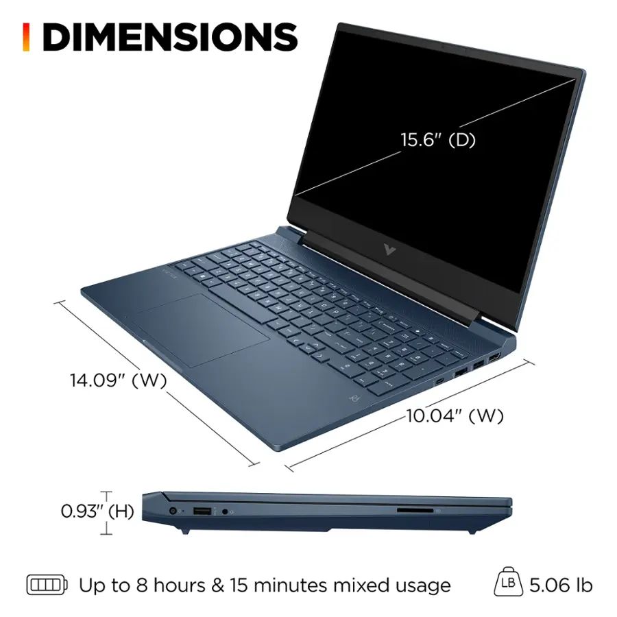 HP Victus 15.6" FHD 144Hz Gaming Laptop - Intel Core i5-12450H - 32GB RAM - RTX 3050 - 512GB SSD - Performance Blue - Image 7