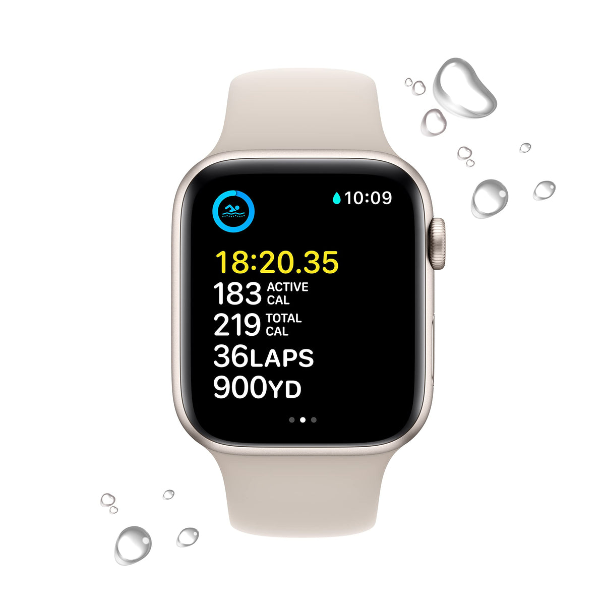 Apple Watch SE 2nd Generation (GPS + Cellular) 44mm Starlight Aluminum Case with Starlight Sport Band - S/M - Image 4