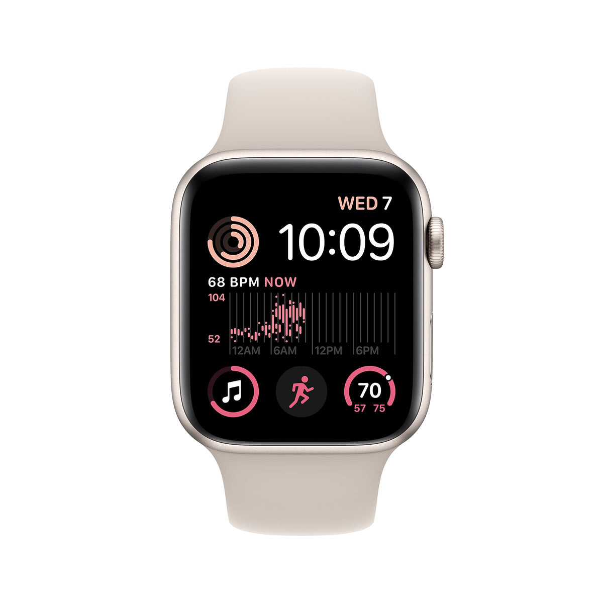 Apple Watch SE 2nd Generation (GPS + Cellular) 44mm Starlight Aluminum Case with Starlight Sport Band - S/M - Image 2