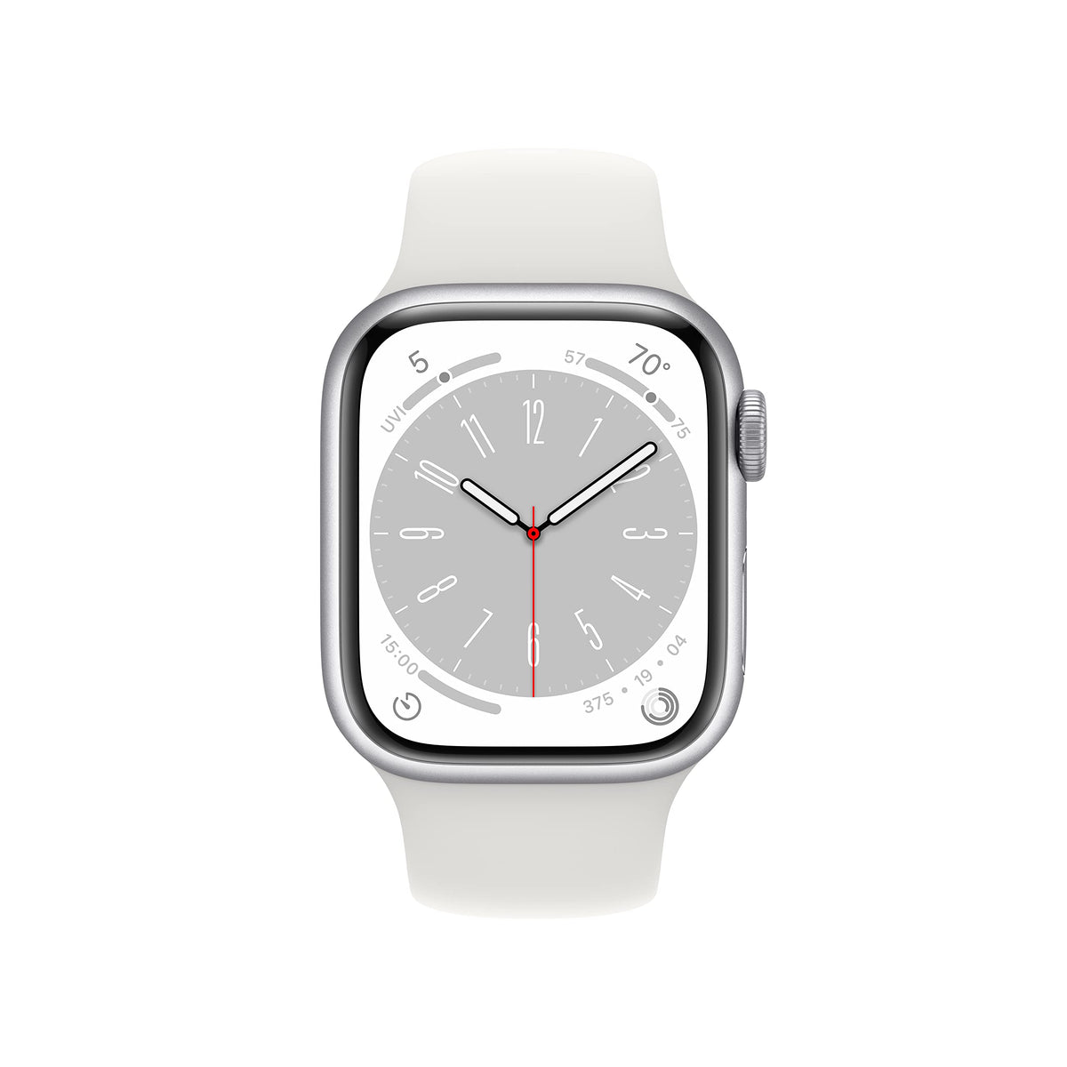 Apple Watch Series 8 (GPS) 41mm Aluminum Case w/ White Band - M/L Silver - MP6M3LL/A - Image 2